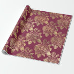 Vintage Paris Burgundy Red och Guld Ro Presentpapper<br><div class="desc">Paris vintage burgundy ro mönster som slår pappert.</div>