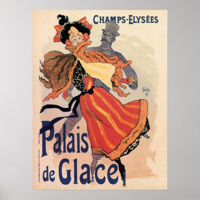Vintage Paris Champs Elysées isskidor Poster (Framsidan)