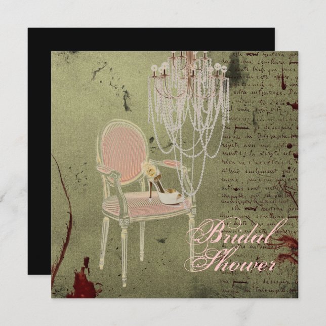 Vintage Paris Chic Inbjudningskort för möhippan (Fram/baksida)