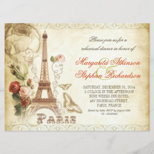 vintage PARIS-chic - repetitionsmiddagsinbjudninga Inbjudningar