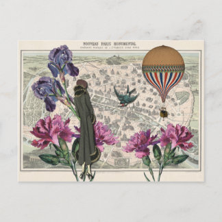 Vintage Paris Collage Postcard Vykort