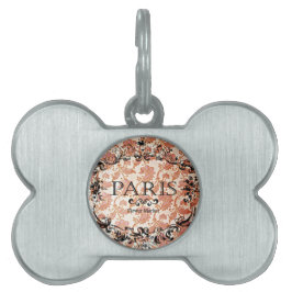 Vintage Paris Damask Namnbricka Husdjur