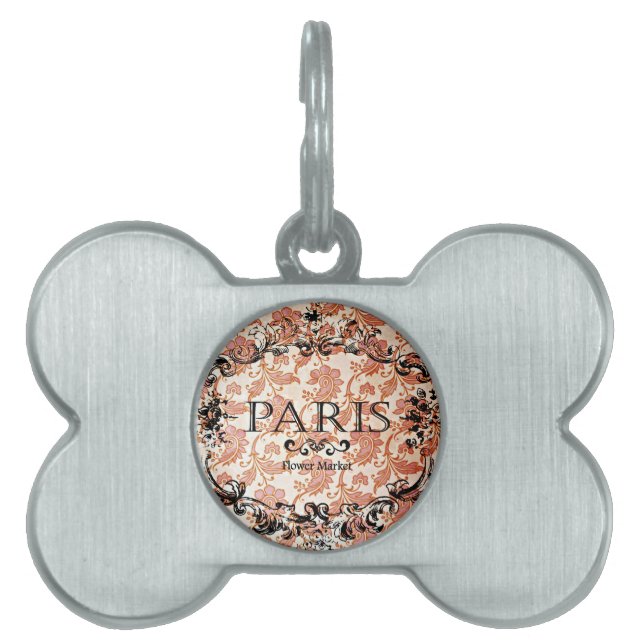 Vintage Paris Damask Namnbricka Husdjur (Framsidan)