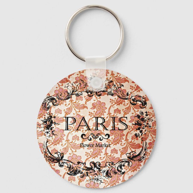 Vintage Paris Damask Nyckelring (Framsida)