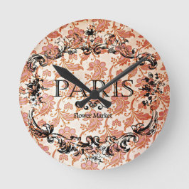 Vintage Paris Damask Rund Klocka