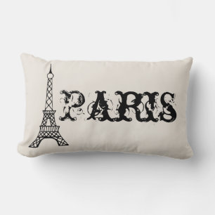 Vintage Paris Eiffel Torn Pillow Lumbarkudde