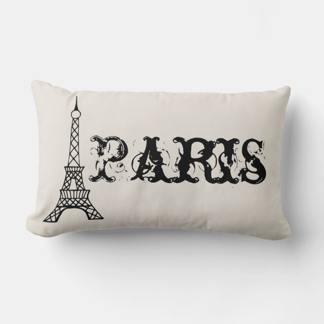 Vintage Paris Eiffel Torn Pillow Lumbarkudde (Framsida)