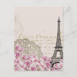 Vintage Paris Eiffel torn print Vykort