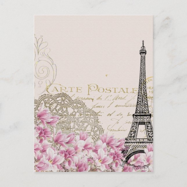 Vintage Paris Eiffel torn print Vykort (Framsida)
