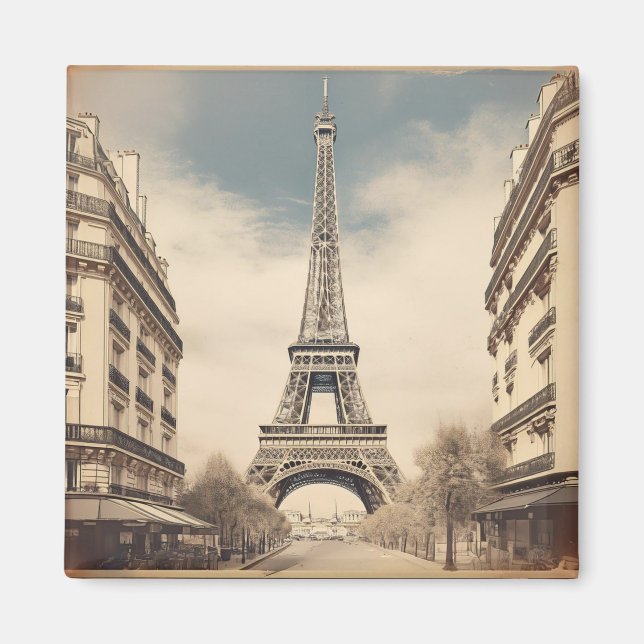 Vintage Paris Eiffel Torn Retro Poster Magnet (Framsidan)