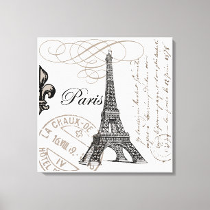 Vintage Paris Eiffel Torn (strandduk) Canvastryck