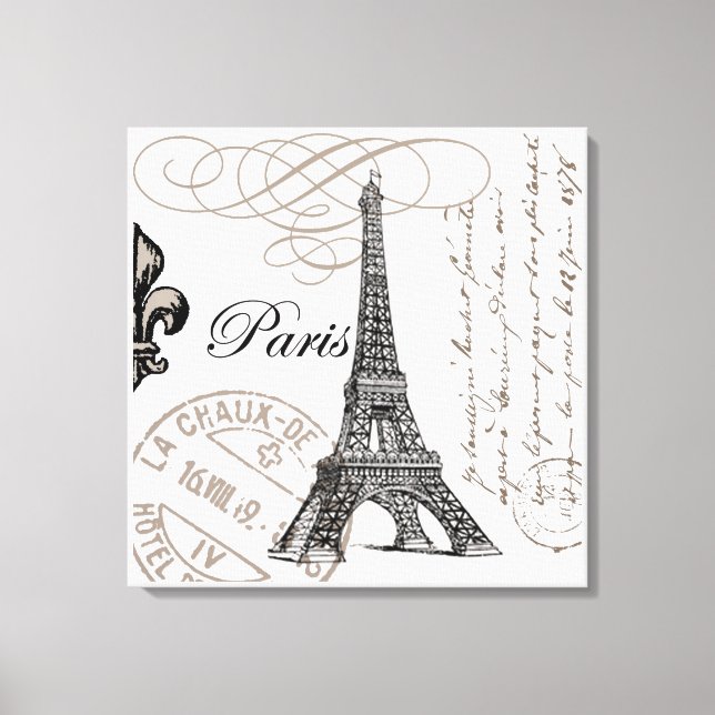 Vintage Paris Eiffel Torn (strandduk) Canvastryck (Framsida)
