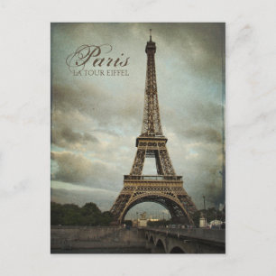 Vintage Paris Eiffel Torn Vykort