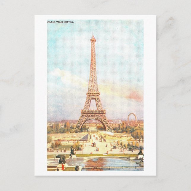 Vintage Paris Eiffel Torn vykort (Framsida)