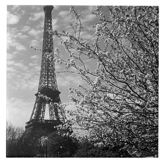 Vintage Paris Eiffeltornet Kakelplatta (Framsidan)