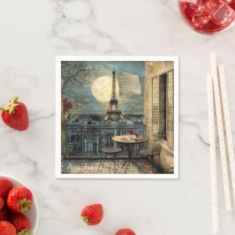 Vintage Paris Eiffeltornet Romantisk Resa Konst Pappersservett