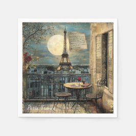Vintage Paris Eiffeltornet Romantisk Resa Konst Pappersservett