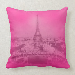 Vintage Paris & Eiffeltornet Rosa exponering Unik Kudde