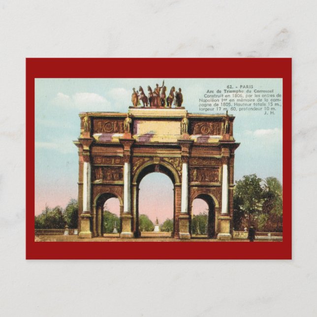 Vintage Paris, Etoile, Arc de Triumphe Vykort (Framsida)