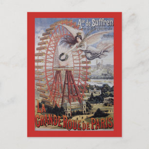 Vintage Paris Ferris Wheel Advertisement Vykort