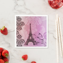 Vintage Paris-fest Franska botaniska Eiffeltornet  Pappersservett