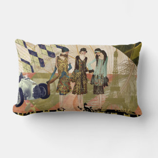 Vintage Paris Flappers Scene Lumbarkudde