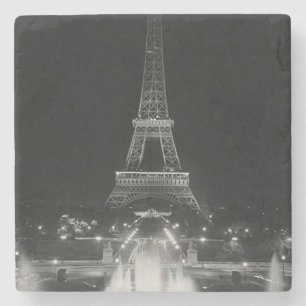 Vintage Paris Fontains Eiffeltornet natt Stenunderlägg