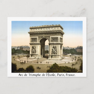 Vintage Paris Frankrike, Arc de Triomphe Vykort