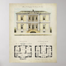 Vintage Paris Frankrike Arkitektur Ritning nr 4