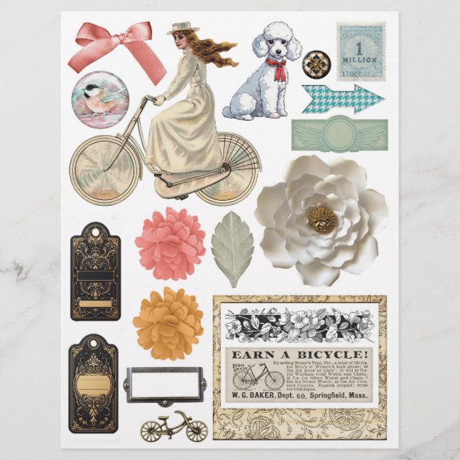 Vintage Paris Frankrike Bicycle Ride Ephemera (Framsida)
