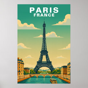 Vintage Paris, Frankrike Fransk stadsbild Resa Poster