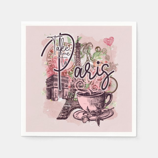 VINTAGE PARIS FRANKRIKE ICONS PAPPER DECOUPAGE PAPPERSSERVETT (Framsidan)