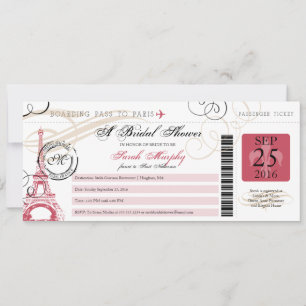 Vintage Paris Frankrike Möhippa Boarding Pass Inbjudningar