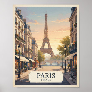 Vintage Paris Frankrike Resaaffisch Eiffeltornet Poster
