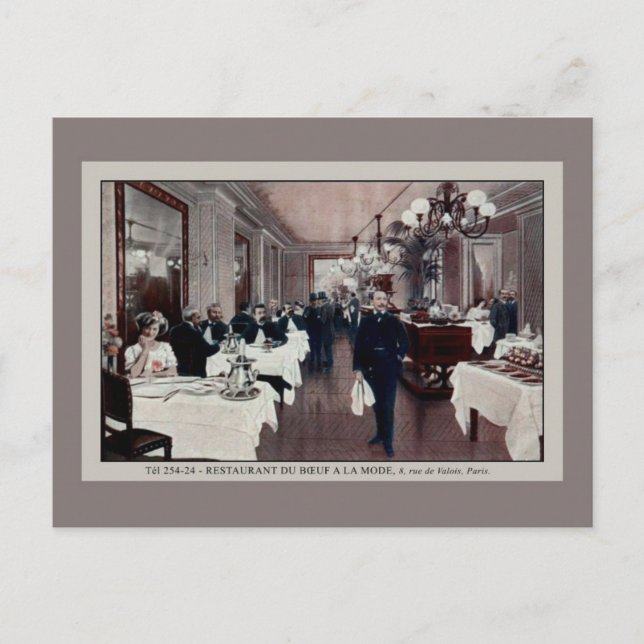 Vintage Paris Frankrike restaurangen insida Vykort (Framsida)