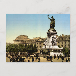 Vintage Paris Frankrike, Ställe de la Republicque Vykort