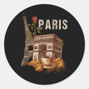 Vintage Paris Frankrike Vacation Eiffel Torn Paris Runt Klistermärke
