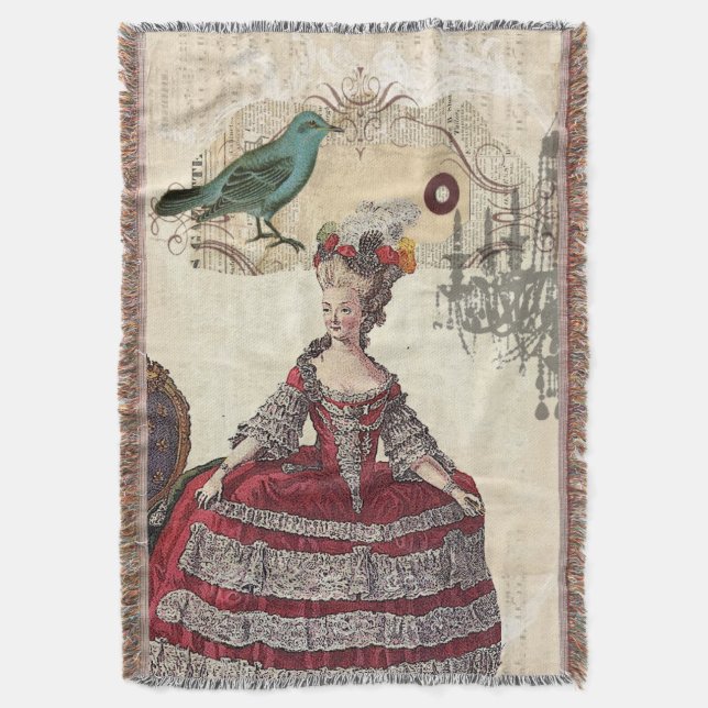 Vintage Paris Fransk drottning Marie Antoinette Filt (Framsidan Vertikal)