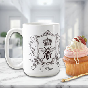 Vintage Paris Fransk Krona Anpassat namn Bee Queen Kaffemugg