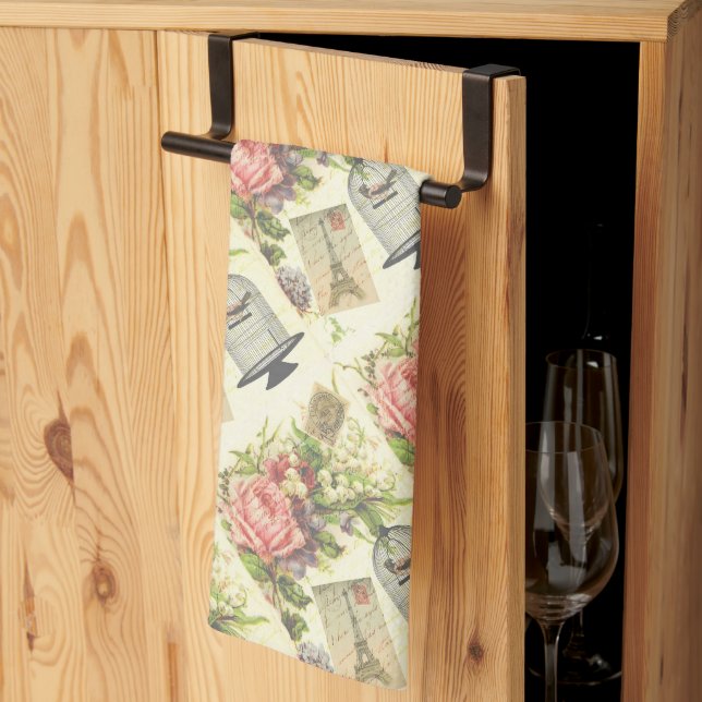 Vintage Paris Fransk Theme Eiffel Torn Kökshandduk (Thirds Fold)