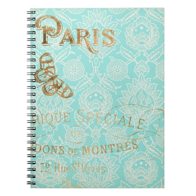 Vintage Paris Guld Design Anteckningsbok (Framsidan)