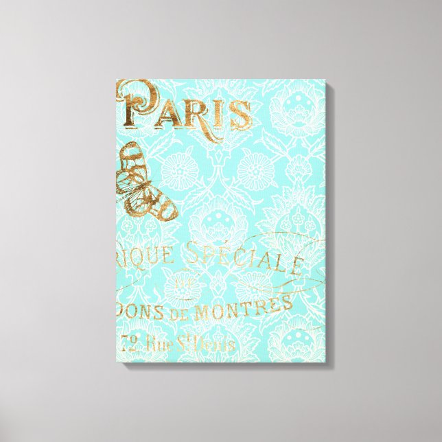 Vintage Paris Guld Design Canvastryck (Framsida)