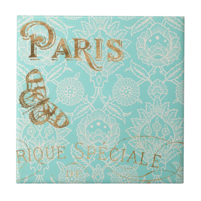 Vintage Paris Guld Design Kakelplatta (Framsidan)