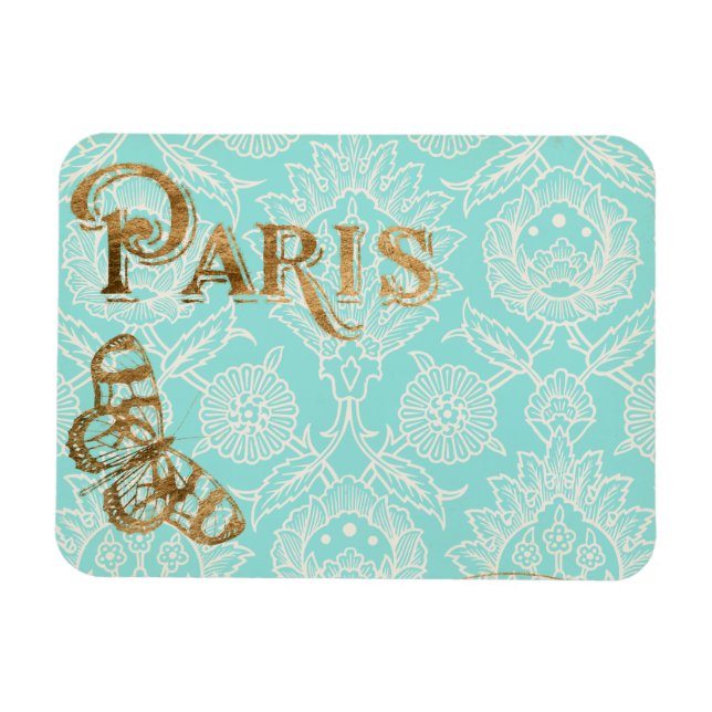 Vintage Paris Guld Design Magnet (Horisontell)