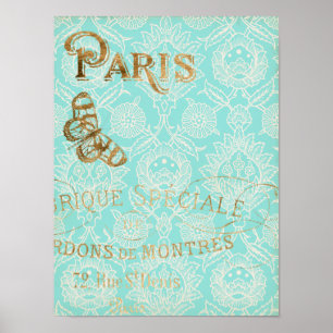 Vintage Paris Guld Design Poster