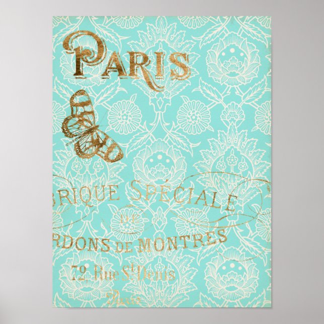 Vintage Paris Guld Design Poster (Framsidan)