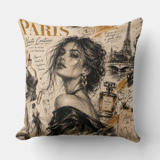 "Vintage Paris Haute Couture" Vintage Skiss Kudde