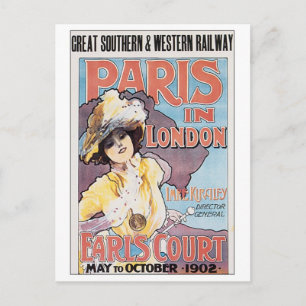 Vintage Paris i London Vykort