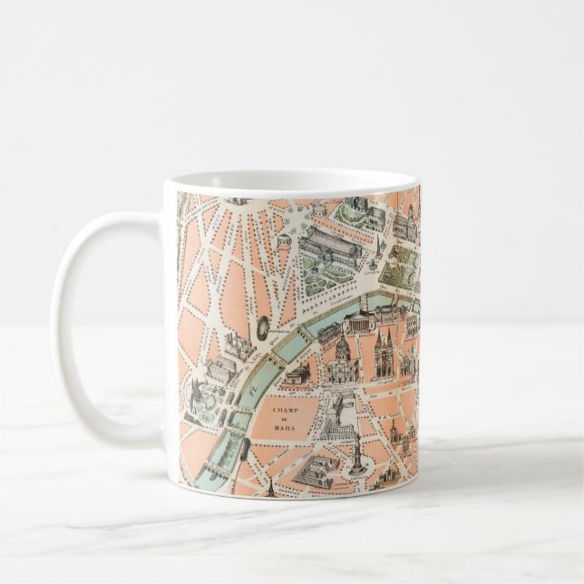 Vintage Paris-Karta-kaffet Mugg (Vänster)