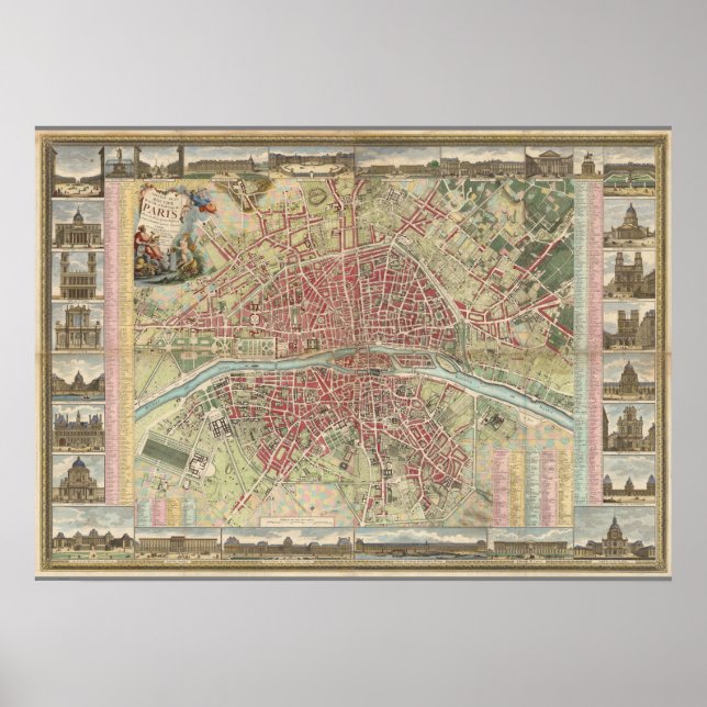 Vintage Paris Karta Poster (Framsidan)